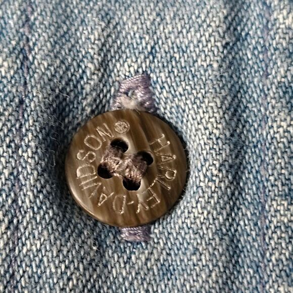 Harley-Davidson Vintage Big & Tall Short Sleeve Washed Denim Button Front Shirt - Picture 5 of 12